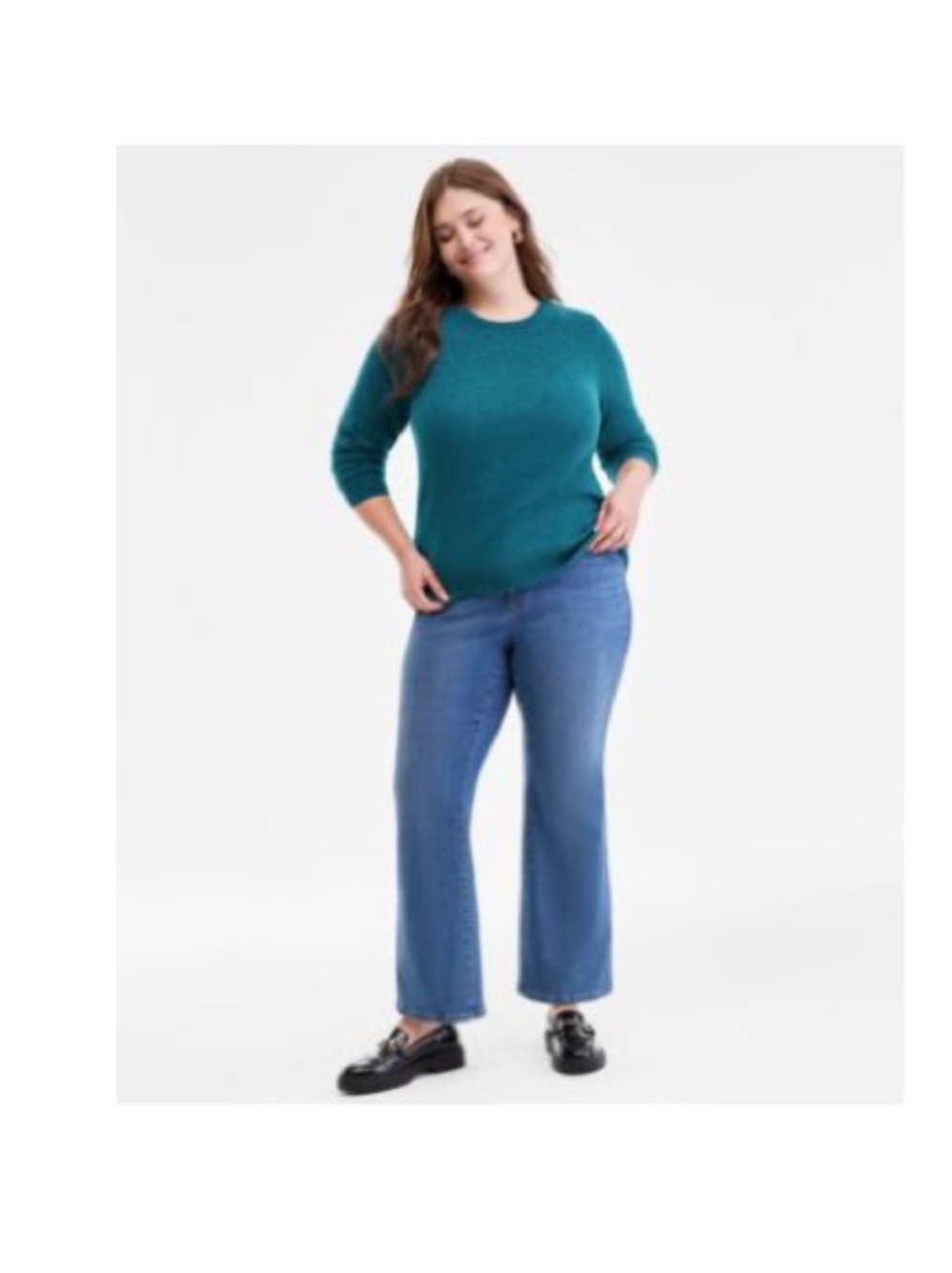 100% Cashmere Charter Club
 Teal Blue Crewneck Sweater